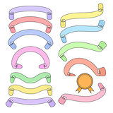Set of different ribbons, pastel color tapes, banner collection, vector illustration