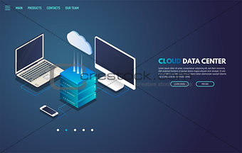 Cloud storage isometric banner