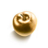 Gold apple isolated on white background.