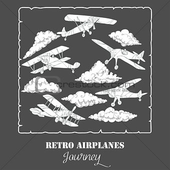 Background with White Airplanes