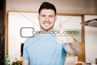 man showing thumb up