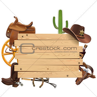 Vector Western Board with Cowboy Accessories
