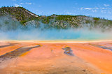 Grand Prismatic Spring as seen walking along path in Midway Geyser Basin, Yellowstone National Park, Wyoming