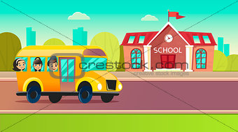 Students go to school on the schoolbus.