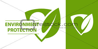 Eco logo. Shield with leaf