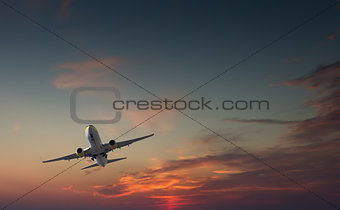 Commercial airliner taking off or landing - with landing gear ha