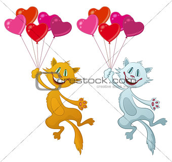 Cats with Valentine Balloons