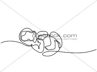 Cute baby is lying on the white background