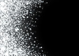 Silver glitter texture. Irregular confetti border on a black background. Christmas or party flyer design element. Vector illustration.