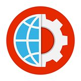 Globe and gear flat icon