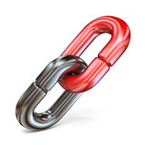 Red chain link icon 3D rendering illustration