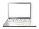Grey laptop with blank screen. 3D
