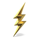 Golden lightning triple symbol two sides sharp 3D