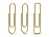 Paper clips. Three basic shapes. Brass