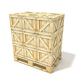 Wooden boxes on euro pallet. 3D