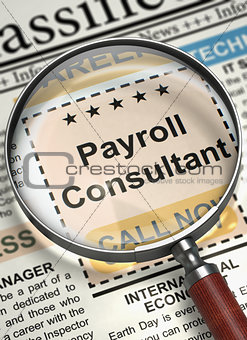 We're Hiring Payroll Consultant. 3D.
