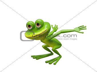 3D Illustration of a Frog Preparing for a Leap