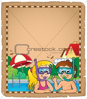 Children snorkel divers parchment 1