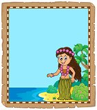 Parchment with Hawaiian theme dancer