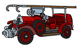 The vintage red fire truck