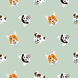 Funny dogs animal seamless vector pattern.