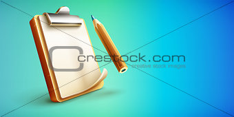 Clipboard icon with clean paper sheet and pencil
