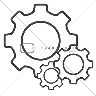 Settings. Line Icon Vector. Cog sign isolated on white background. Flat design style