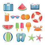 Summer sticker icon set paper art design. Can be used for banner