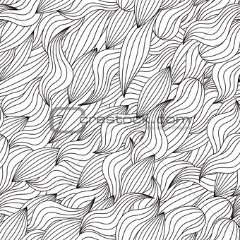 Seamless pattern with abstract waves. Zentangle inspired style. Coloring book page for adults and older children.