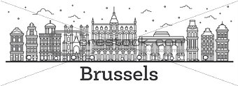 Outline Brussels Belgium City Skyline with Historic Buildings Is