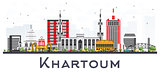 Khartoum Sudan City Skyline with Gray Buildings Isolated on Whit