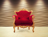 Red and gold luxury armchair. concept of success and glory