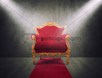 Red and gold luxury armchair. concept of success and glory