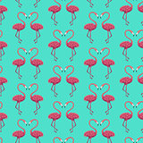Flamingos Mint Seamless Pattern