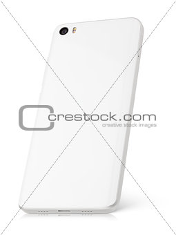 Back view of modern white smartphone isolated on white