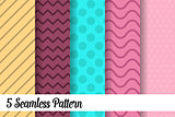 5 seamless pattern set fashion abstract paper art trending artwork