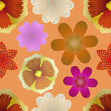 Floral seamless background, vector illustration.
