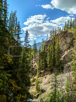The Sundance Canyon Waterfall in Banff National Park Alberta, Canada