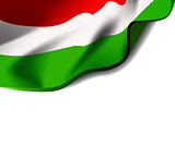 Waving flag of Hungary close-up with shadow on white background. Vector illustration with copy space