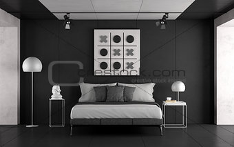 Black and white master bedroom