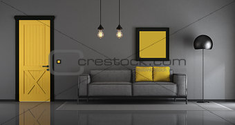 Yellow and gray minimalist living room