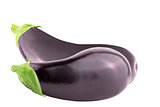  Two fresh eggplant over white background with clipping path