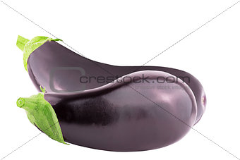  Two fresh eggplant over white background with clipping path