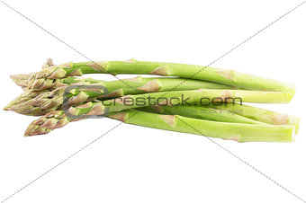 Bunch fresh asparagus over white background