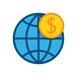 Globe with dollar icon