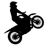 Silhouettes Rider participates motocross championship on white background