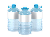 Big plastic water bottles on white