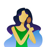 beautiful young girl brushing her hair, vector illustration