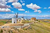 Wind mills and Consuegra Castle in Spain