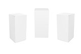 Set of small wide white cardboard boxes.